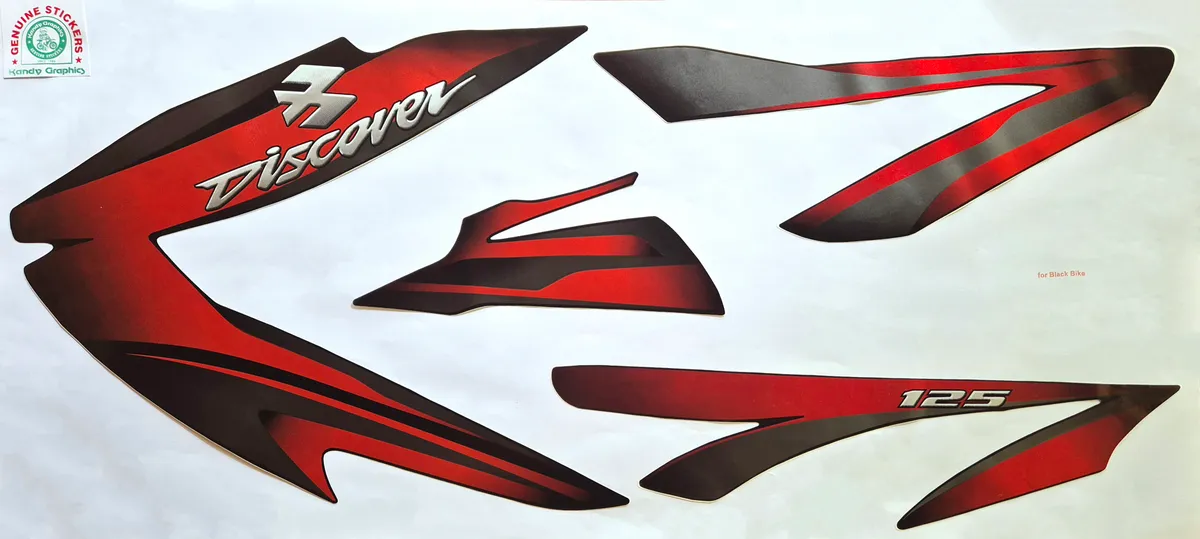 Bajaj Discover 125 New Black Bike - Red Sticker — DISCOVER sticker, Sri Lanka